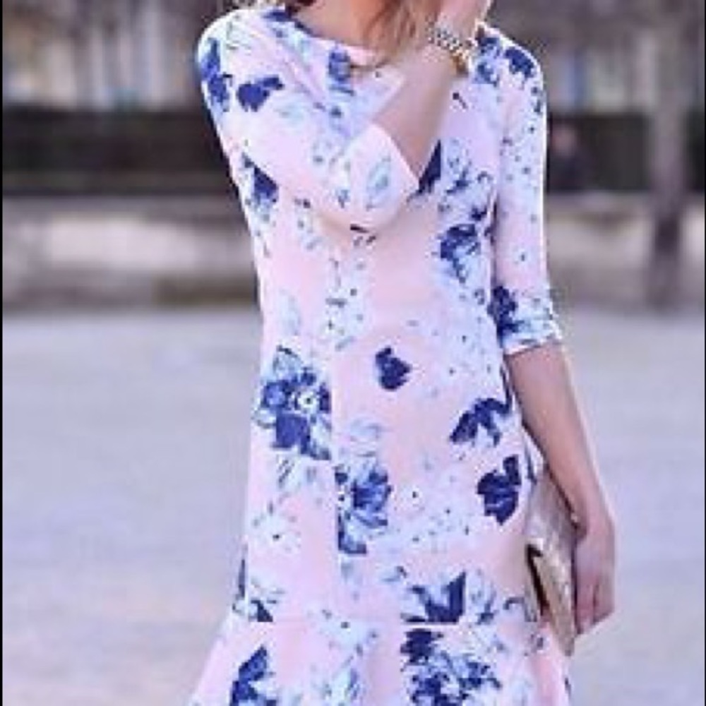 Zara spring print scuba feminine dress xs